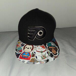 Black Philadelphia Flyers Fitted Hat Sticker Bombed Brim! Size 7!